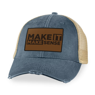 Make It Make Sense Brown Leather Patch Hat