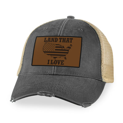 Land That I Love Brown Leather Patch Hat