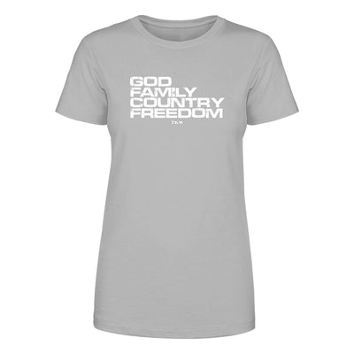 God Family Country Freedom Left Women's Apparel