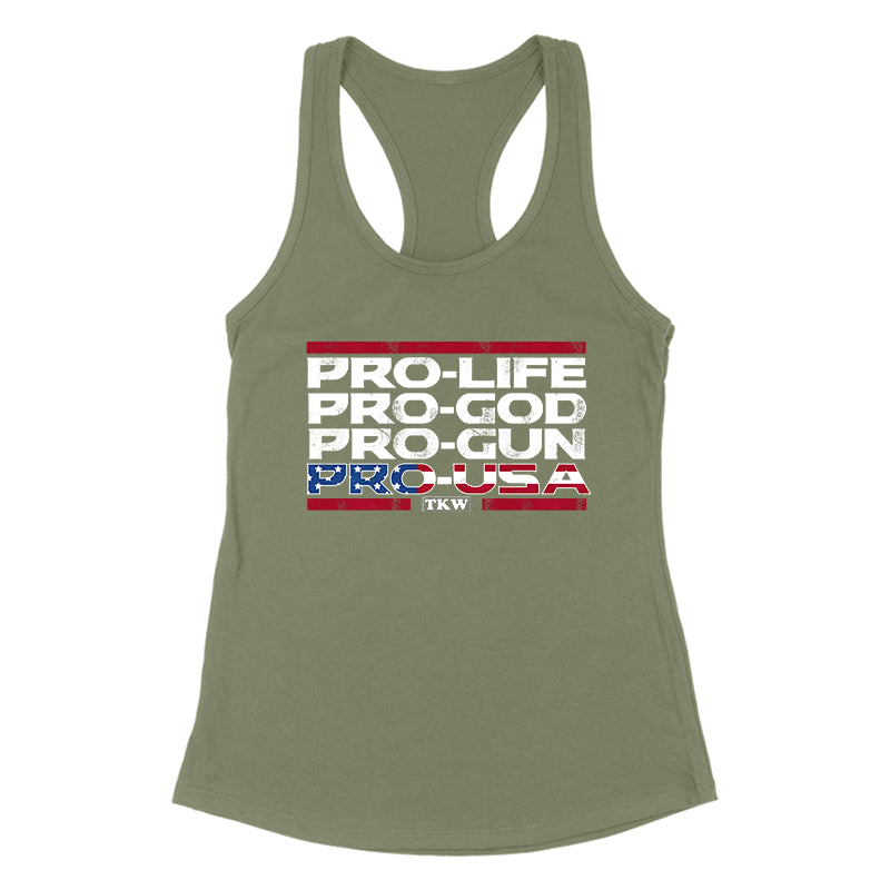 Pro Life Pro God Pro Gun Pro USA Women's Apparel