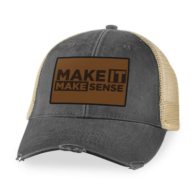 Make It Make Sense Brown Leather Patch Hat